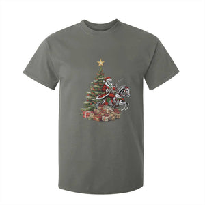 Outlaw Cowboy On Skeleton Horse T Shirt For Kid Dark Western Christmas TS12 Military Green Print Your Wear