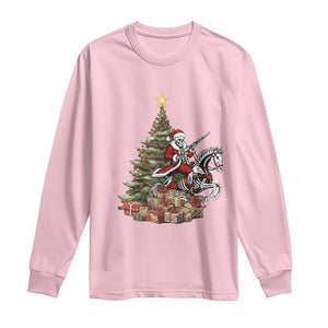 Outlaw Cowboy On Skeleton Horse Long Sleeve Shirt Dark Western Christmas TS12 Light Pink Print Your Wear