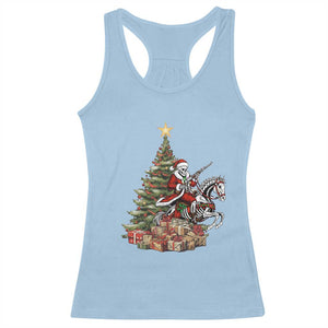 Outlaw Cowboy On Skeleton Horse Racerback Tank Top Dark Western Christmas TS12 Light Blue Print Your Wear