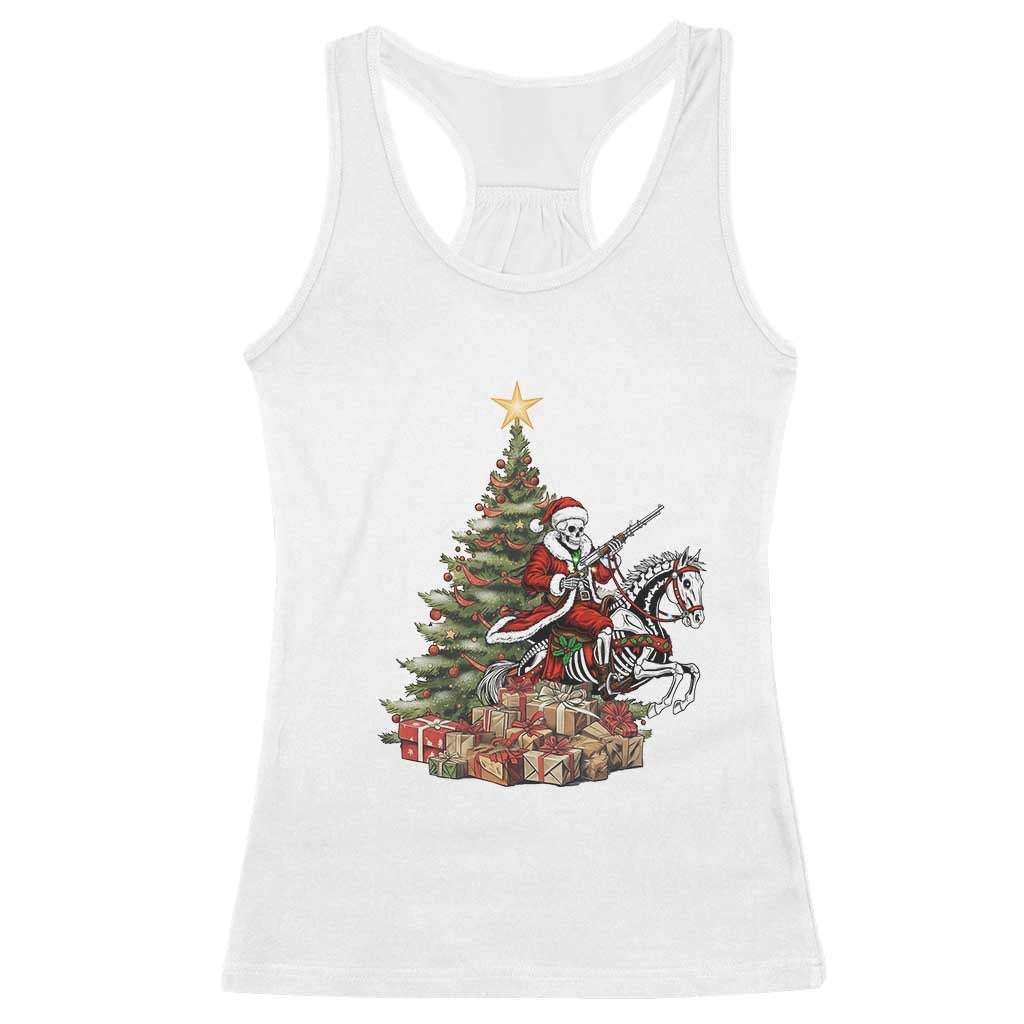 Outlaw Cowboy On Skeleton Horse Racerback Tank Top Dark Western Christmas TS12 White Print Your Wear