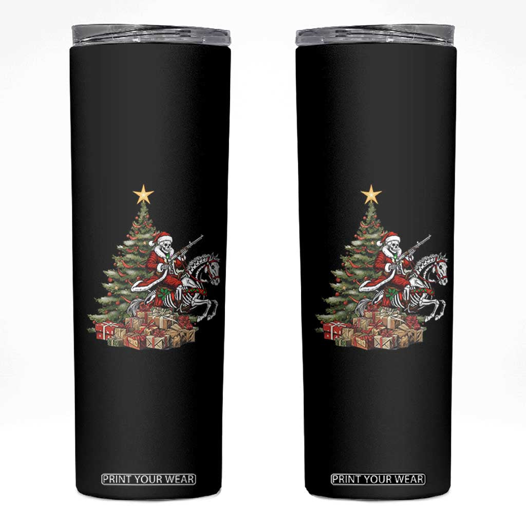 Outlaw Cowboy On Skeleton Horse Skinny Tumbler Dark Western Christmas TS12 Black Print Your Wear