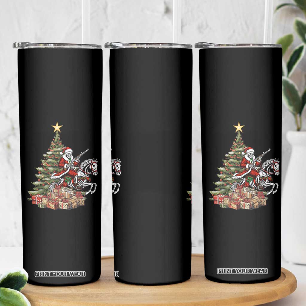 Outlaw Cowboy On Skeleton Horse Skinny Tumbler Dark Western Christmas TS12 Print Your Wear