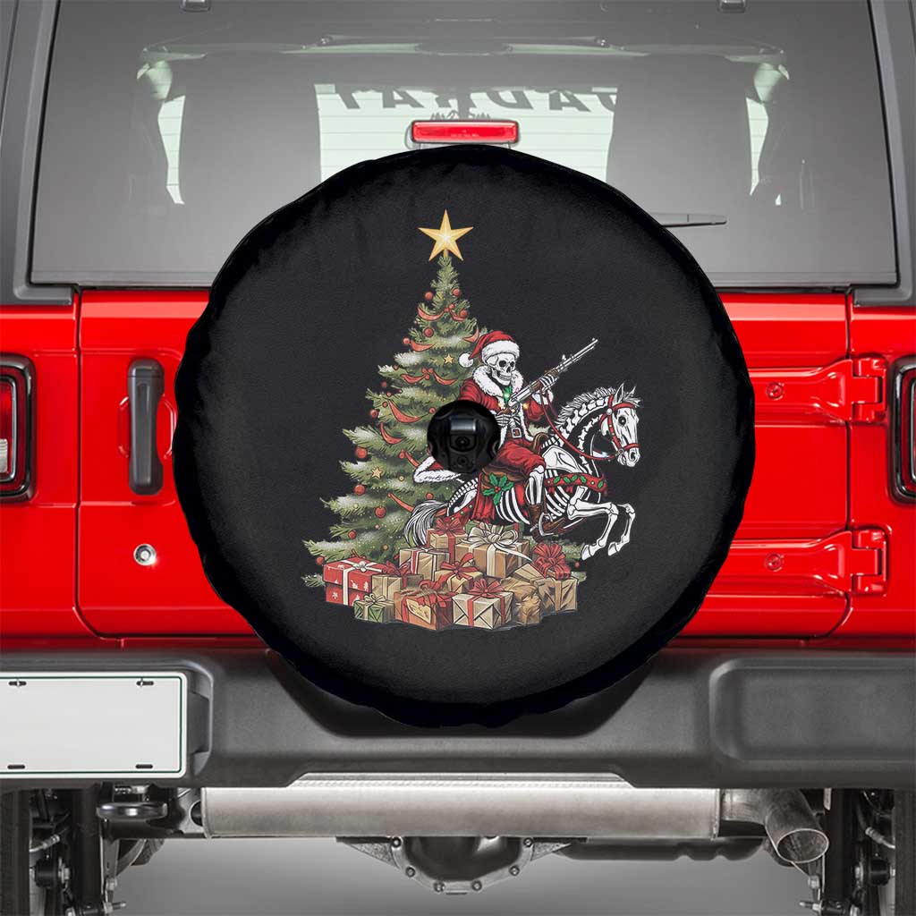 Outlaw Cowboy On Skeleton Horse Spare Tire Cover Dark Western Christmas TS12 Black Print Your Wear