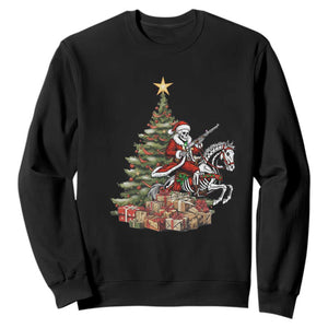 Outlaw Cowboy On Skeleton Horse Sweatshirt Dark Western Christmas TS12 Black Print Your Wear