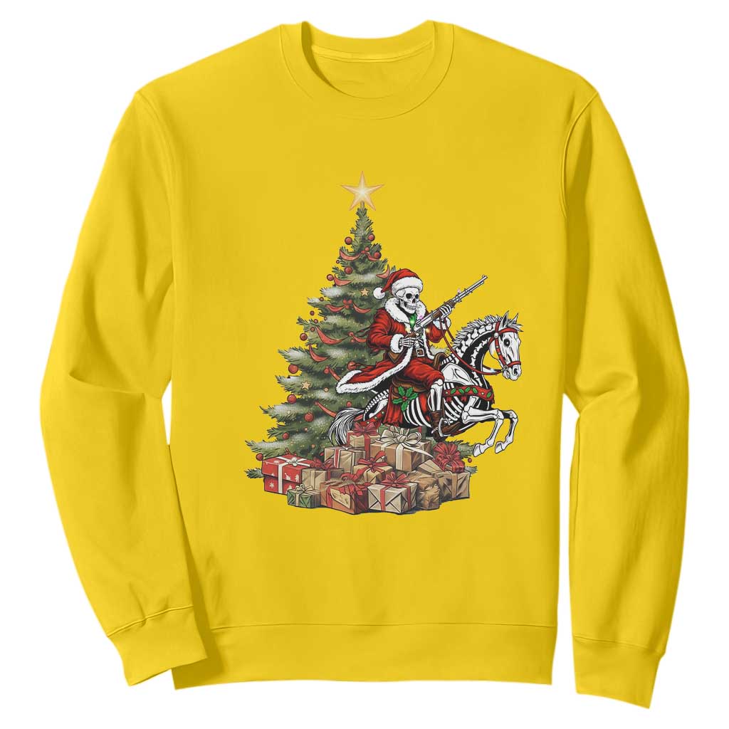 Outlaw Cowboy On Skeleton Horse Sweatshirt Dark Western Christmas TS12 Daisy Print Your Wear