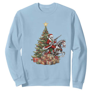 Outlaw Cowboy On Skeleton Horse Sweatshirt Dark Western Christmas TS12 Light Blue Print Your Wear