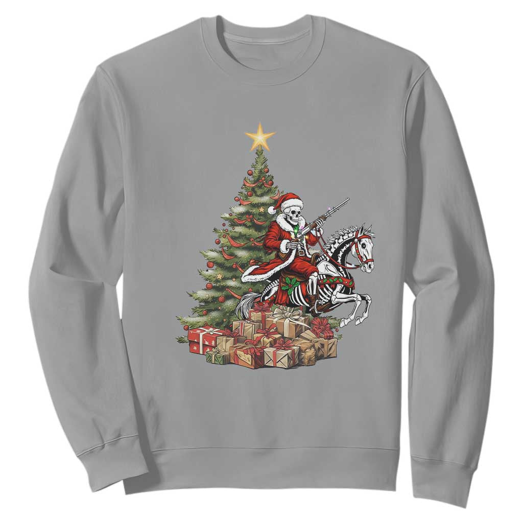 Outlaw Cowboy On Skeleton Horse Sweatshirt Dark Western Christmas TS12 Sport Gray Print Your Wear