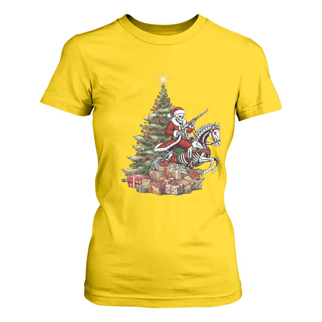 Outlaw Cowboy On Skeleton Horse T Shirt For Women Dark Western Christmas TS12 Daisy Print Your Wear