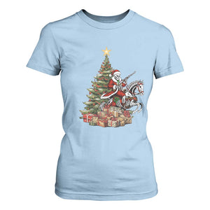 Outlaw Cowboy On Skeleton Horse T Shirt For Women Dark Western Christmas TS12 Light Blue Print Your Wear
