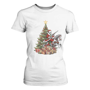 Outlaw Cowboy On Skeleton Horse T Shirt For Women Dark Western Christmas TS12 White Print Your Wear