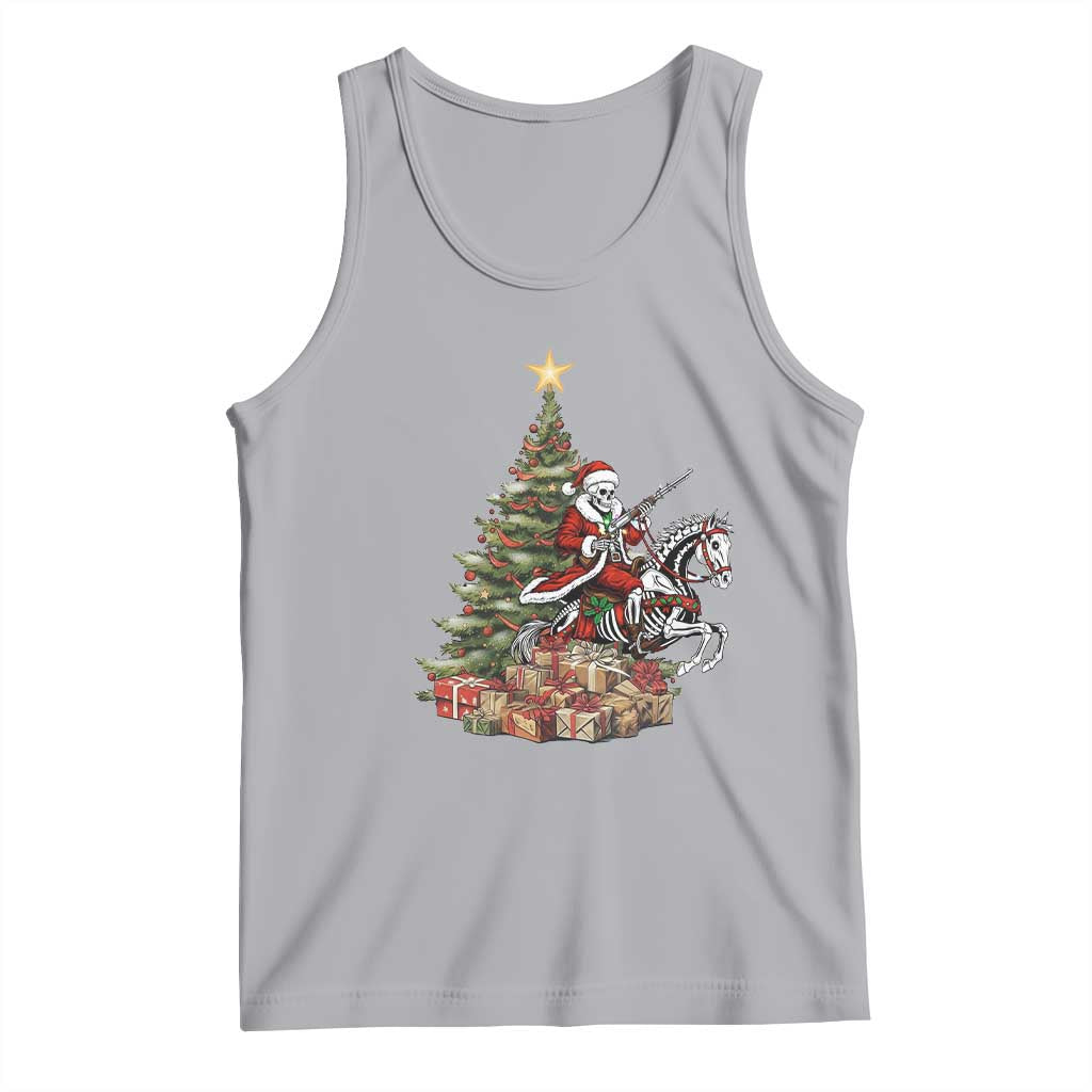 Outlaw Cowboy On Skeleton Horse Tank Top Dark Western Christmas TS12 Athletic Heather Print Your Wear