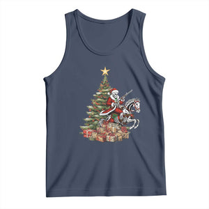 Outlaw Cowboy On Skeleton Horse Tank Top Dark Western Christmas TS12 Navy Print Your Wear