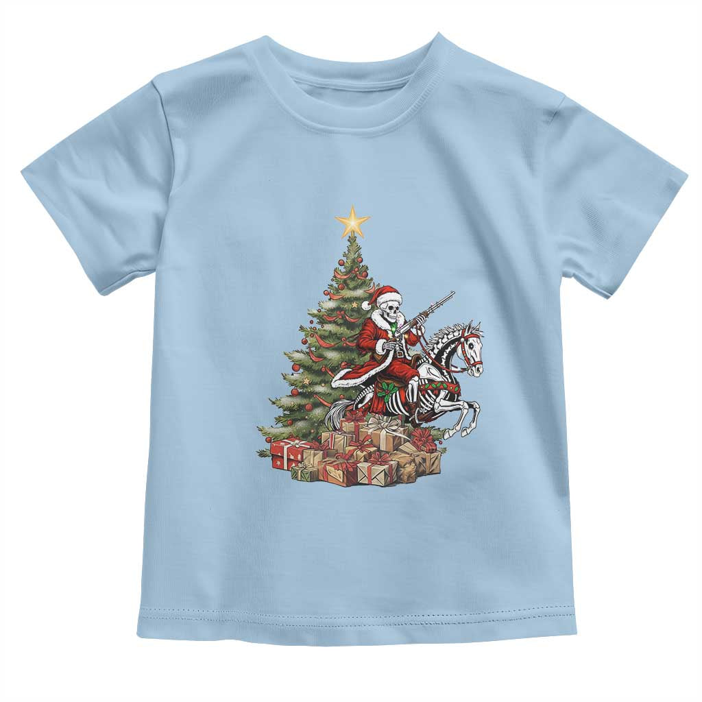 Outlaw Cowboy On Skeleton Horse Toddler T Shirt Dark Western Christmas TS12 Light Blue Print Your Wear