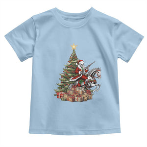 Outlaw Cowboy On Skeleton Horse Toddler T Shirt Dark Western Christmas TS12 Light Blue Print Your Wear