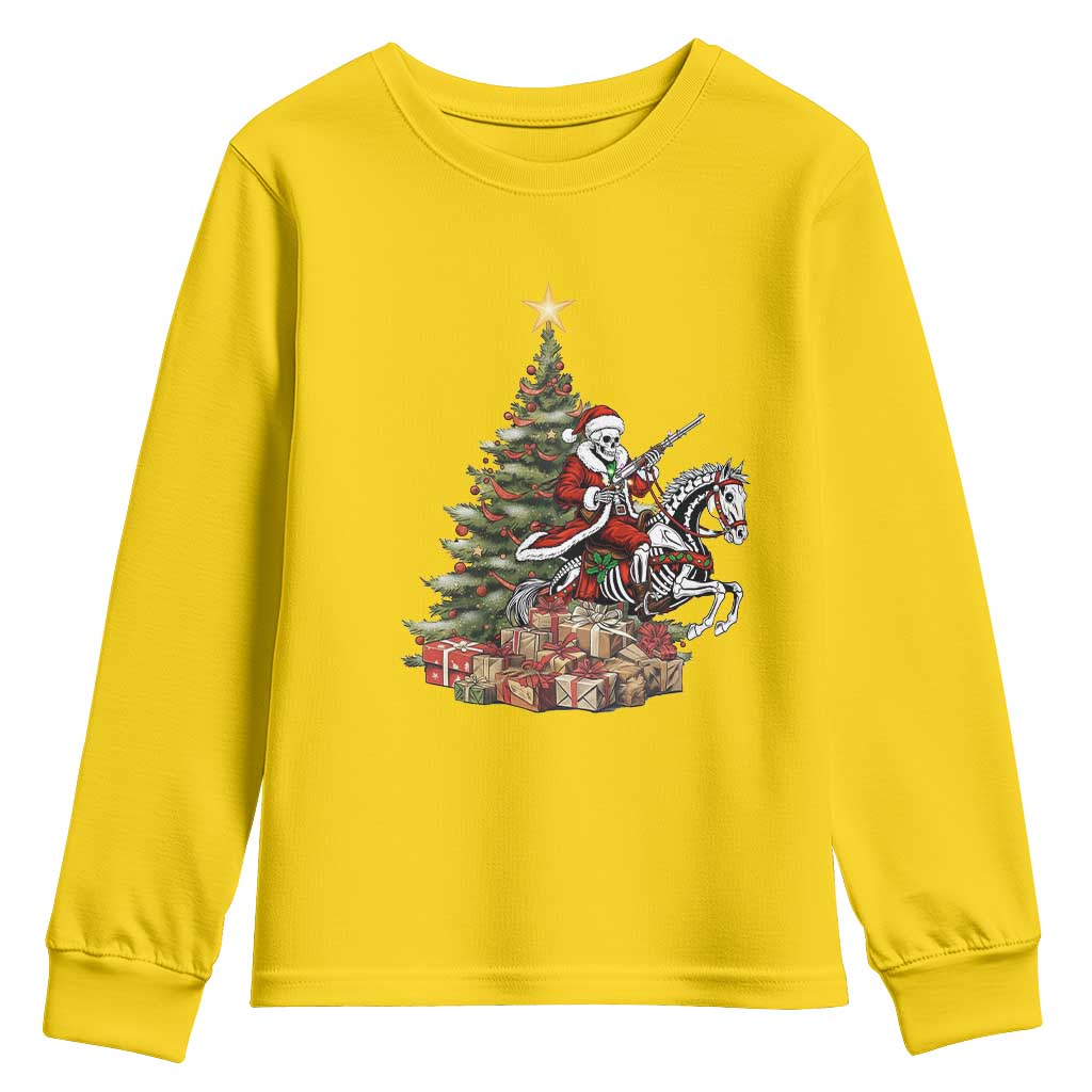 Outlaw Cowboy On Skeleton Horse Youth Sweatshirt Dark Western Christmas TS12 Daisy Print Your Wear
