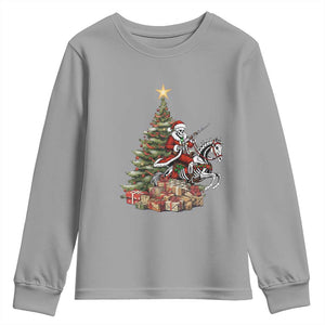 Outlaw Cowboy On Skeleton Horse Youth Sweatshirt Dark Western Christmas TS12 Sport Gray Print Your Wear
