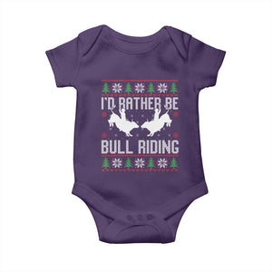 Id Rather Be Bull Riding Baby Onesie Rodeo Bull Rider Ugly Christmas Gift TS12 Purple Print Your Wear