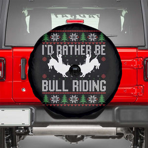 Id Rather Be Bull Riding Spare Tire Cover Rodeo Bull Rider Ugly Christmas Gift TS12 Black Print Your Wear