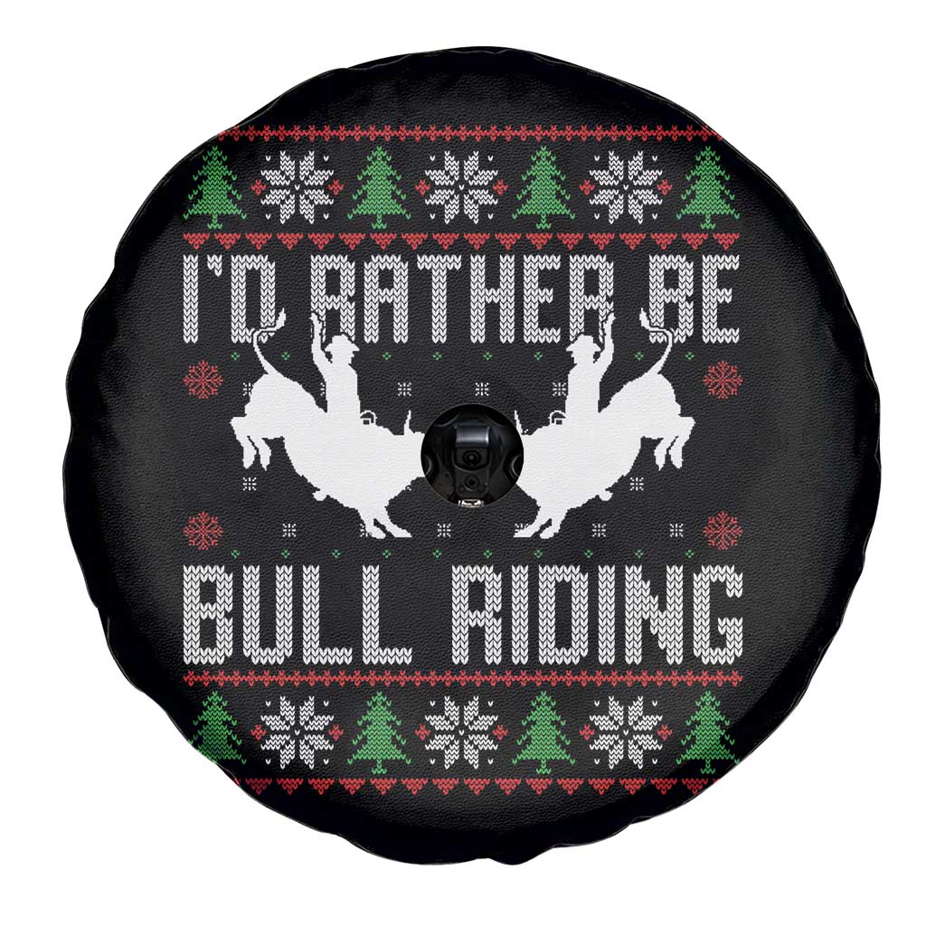 Id Rather Be Bull Riding Spare Tire Cover Rodeo Bull Rider Ugly Christmas Gift TS12 Print Your Wear