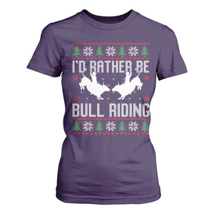 Id Rather Be Bull Riding T Shirt For Women Rodeo Bull Rider Ugly Christmas Gift TS12 Purple Print Your Wear
