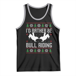 Id Rather Be Bull Riding Tank Top Rodeo Bull Rider Ugly Christmas Gift TS12 Black Athletic Heather Print Your Wear