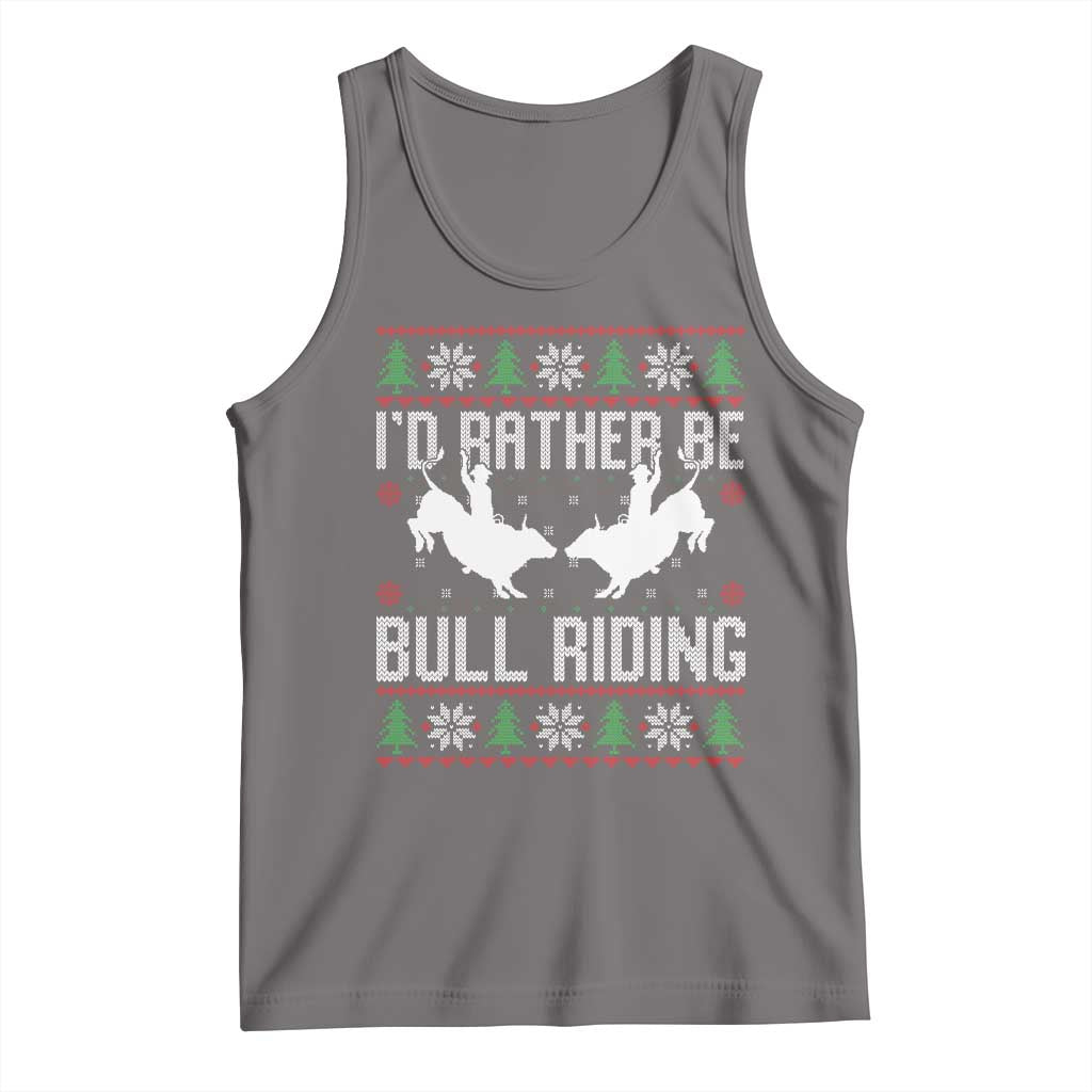 Id Rather Be Bull Riding Tank Top Rodeo Bull Rider Ugly Christmas Gift TS12 Deep Heather Print Your Wear