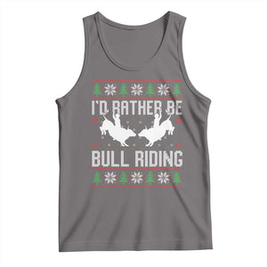 Id Rather Be Bull Riding Tank Top Rodeo Bull Rider Ugly Christmas Gift TS12 Deep Heather Print Your Wear