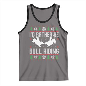 Id Rather Be Bull Riding Tank Top Rodeo Bull Rider Ugly Christmas Gift TS12 Deep Heather Black Print Your Wear