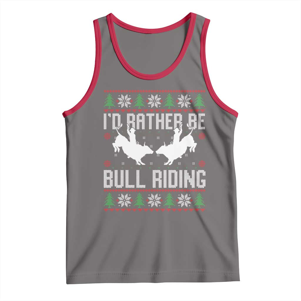 Id Rather Be Bull Riding Tank Top Rodeo Bull Rider Ugly Christmas Gift TS12 Deep Heather Red Print Your Wear