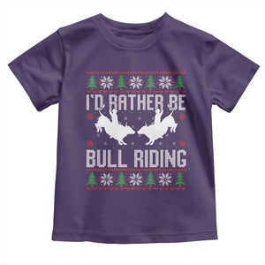 Id Rather Be Bull Riding Toddler T Shirt Rodeo Bull Rider Ugly Christmas Gift TS12 Purple Print Your Wear