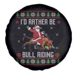 Id Rather Be Bull Riding Spare Tire Cover Black Santa Bull Rider Ugly Christmas Gift TS12 Print Your Wear