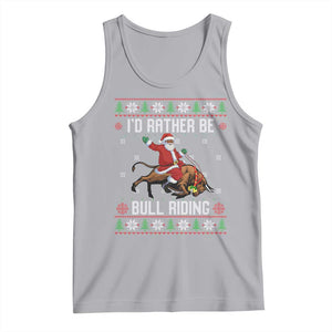 Id Rather Be Bull Riding Tank Top Black Santa Bull Rider Ugly Christmas Gift TS12 Athletic Heather Print Your Wear