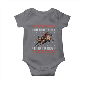 Western Bull Riding Ugly Christmas Baby Onesie Oh What Fun It Is To Ride TS12 Charcoal Print Your Wear
