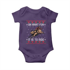 Western Bull Riding Ugly Christmas Baby Onesie Oh What Fun It Is To Ride TS12 Purple Print Your Wear