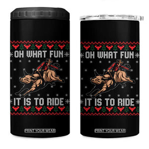 Western Bull Riding Ugly Christmas 4 in 1 Can Cooler Tumbler Oh What Fun It Is To Ride TS12 One Size: 16 oz Black Print Your Wear