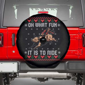 Western Bull Riding Ugly Christmas Spare Tire Cover Oh What Fun It Is To Ride TS12 Black Print Your Wear