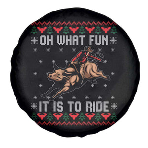 Western Bull Riding Ugly Christmas Spare Tire Cover Oh What Fun It Is To Ride TS12 Print Your Wear