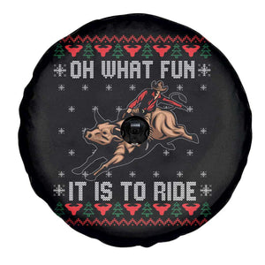 Western Bull Riding Ugly Christmas Spare Tire Cover Oh What Fun It Is To Ride TS12 Print Your Wear