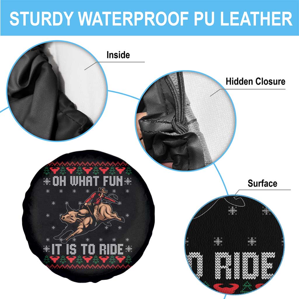 Western Bull Riding Ugly Christmas Spare Tire Cover Oh What Fun It Is To Ride TS12 Print Your Wear