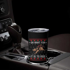 Western Bull Riding Ugly Christmas Tumbler Cup Oh What Fun It Is To Ride TS12 Print Your Wear