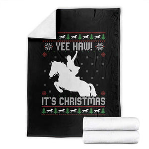 Yee Haw It Is Christmas Throw Blanket Funny Ugly Xmas Rodeo Gift For Cowgirl TS12 Black Print Your Wear