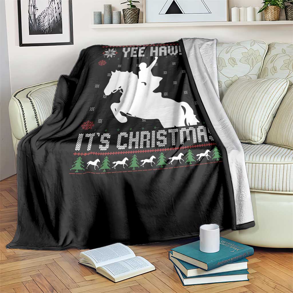 Yee Haw It Is Christmas Throw Blanket Funny Ugly Xmas Rodeo Gift For Cowgirl TS12 Print Your Wear