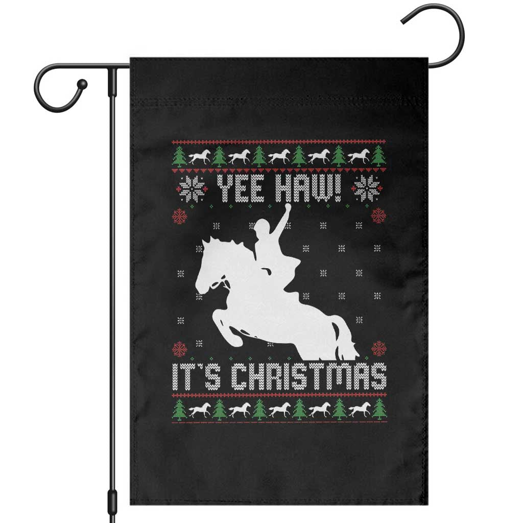Yee Haw It Is Christmas Garden Flag Funny Ugly Xmas Rodeo Gift For Cowgirl TS12 Black Print Your Wear