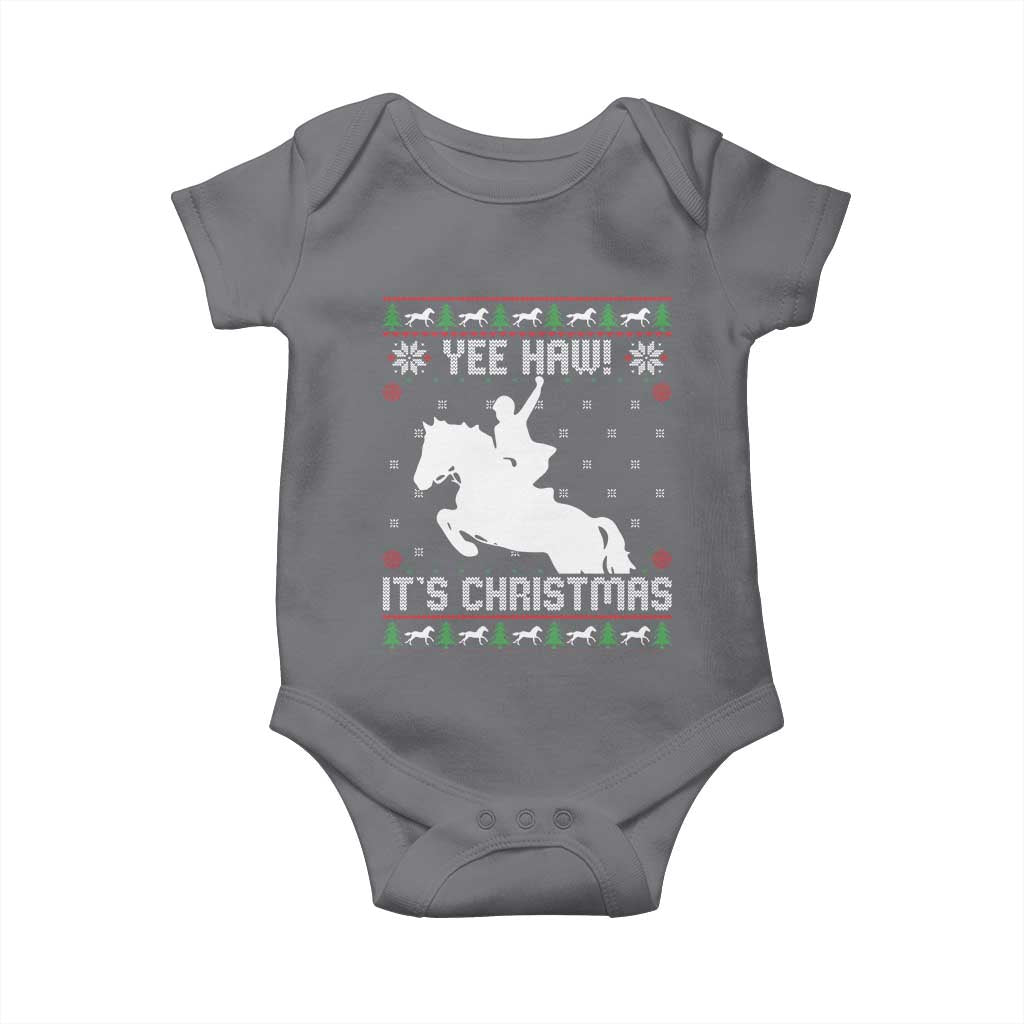 Yee Haw It Is Christmas Baby Onesie Funny Ugly Xmas Rodeo Gift For Cowgirl TS12 Charcoal Print Your Wear