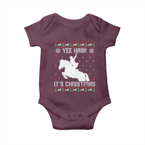 Yee Haw It Is Christmas Baby Onesie Funny Ugly Xmas Rodeo Gift For Cowgirl TS12 Maroon Print Your Wear