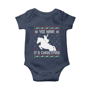 Yee Haw It Is Christmas Baby Onesie Funny Ugly Xmas Rodeo Gift For Cowgirl TS12 Navy Print Your Wear