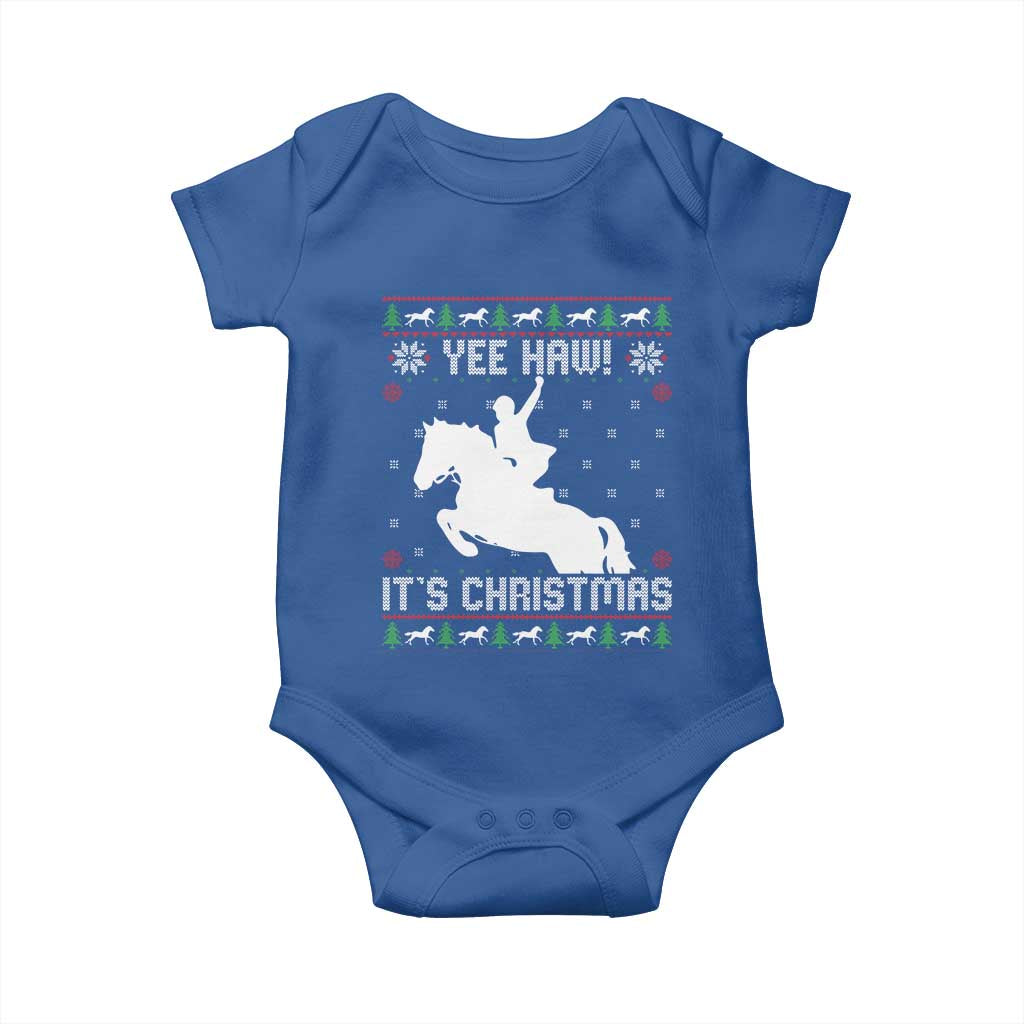 Yee Haw It Is Christmas Baby Onesie Funny Ugly Xmas Rodeo Gift For Cowgirl TS12 Royal Blue Print Your Wear