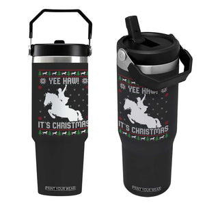 Yee Haw It Is Christmas Flip Straw Tumbler Funny Ugly Xmas Rodeo Gift For Cowgirl TS12 One Size: 30 oz Black Print Your Wear