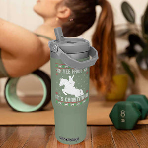 Yee Haw It Is Christmas Flip Straw Tumbler Funny Ugly Xmas Rodeo Gift For Cowgirl TS12 One Size: 30 oz Moss Green Print Your Wear