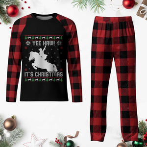 Yee Haw It Is Christmas Plaid Pajama Set Funny Ugly Xmas Rodeo Gift For Cowgirl TS12 Buffalo Plaid Print Your Wear